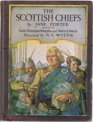 Design da placa frontal, de The Scottish Chiefs publicado por Charles Schribner "s Sons, 1930